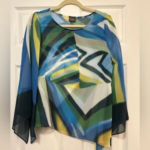 Multicolor Geometric Sheer Top